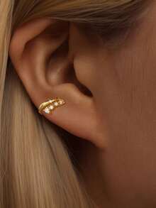 1pc S925 Sterling Silver Luxury Double Layer Open Ear Cuff, Niche Design Exquisite Fashion Personalized Earrings, Suitable For Daily Commute, Date, High-End Atmosphere Accessory, Gift For Girlfriend, Best Friend, Birthday, Holiday - Water Drop - View 5