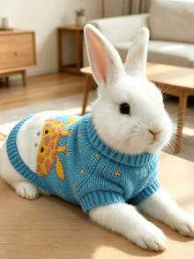 1 pieza Suéter de ciervo, Suéter cálido de conejo para otoño/invierno, Diseño de corazón lindo de material acrílico, Accesorios para mascotas de conejo, Suministros para mascotas de conejo, Conejo, Accesorios para mascotas de conejo, Suministros para mascotas de conejo, Conejo, Suministros para conejo, Ropa para conejo, Suministros para conejo, Día de San Valentín - Multicolor - Ver 5