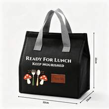 "Ready For Lunch" Minimalist Fashion Lunch Bag, Personalized Print, Cute Minimalist Pattern Print, Multiple Colors Available, Essential Lunch Insulated Bag For Office Workers, Student Bento Bag. - View 11