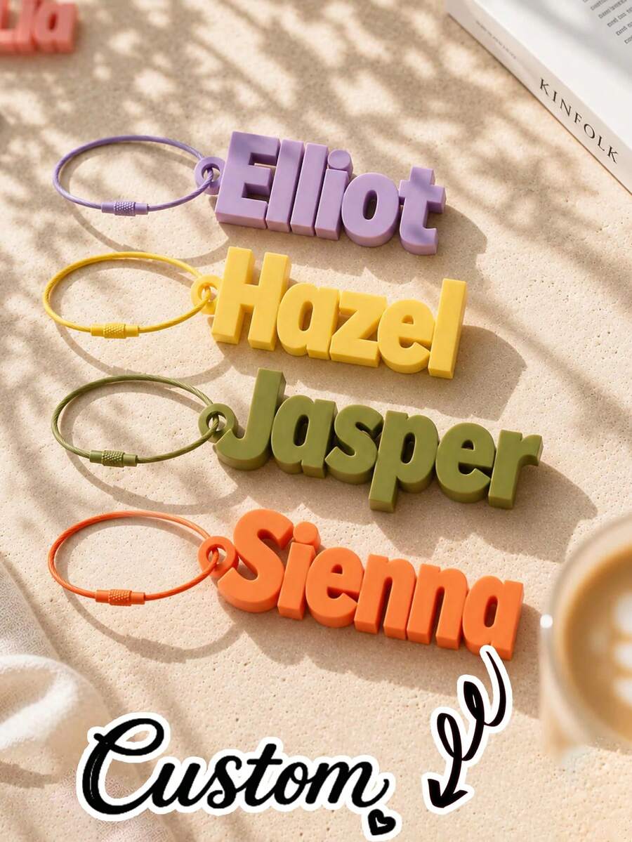 Personalized 3D Name Keychain, Custom Alphabet Pencil Key Ring, Cute Bag Pendant For School, Birthday Gift - Multicolor - View 1