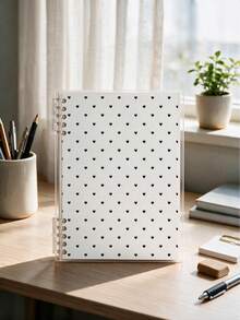 A 120-Page Heart-Shaped Simple Snap Notebook With Dotted Patterns, A5 Size With Horizontal Lines, Water-Resistant, Pages Can Be Detached. A Portable Notebook For Students. (Snap Fasteners Need To Be Installed By Yourself) - A5 - View 6