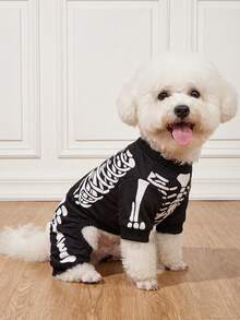 LUCKIE PAL 1 bộ đồ ngủ bốn chân cho thú cưng họa tiết xương Halloween hài hước, chống ve rận, giảm rụng lông, giữ ấm và thoáng khí, phù hợp cho chó mèo cỡ nhỏ và lớn, dùng trong nhà và ngoài trời - Nhiều màu - Xem 6