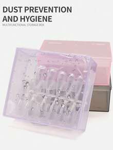 4/2/1pc Empty Multi-Function Rectangular Storage Box, Polished Nail Art Tool Box, Nail Accessory Storage Box, Cosmetic Organizer Box, Suitable For Nail Polish Remover And Cotton Pads - Multicolor - View 4