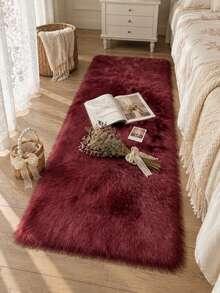 Fluffy Rug Burgundy Area Rug,For Bedroom,Living Room,Study,Office,Plush Bedroom Rug,Non-Slip,Shaggy Rug,Faux Fur Rug,Living Room Rug,Bedside Rug,Decorative Rug,Bedroom Decor,Autumn Home Decor,Room Decor,Fall Decor,Fall Home Decor - Burgundy - View 3