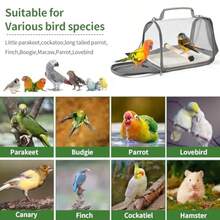 Portable Bird Carrier With Perch - Lightweight Foldable Bird Backpack (With Perch And Tray), Suitable For Parrots, Long-Tailed Parakeets, Birds, Hamsters, Rabbits, Squirrels, Guinea Pigs And Small Animals, Ideal For Travel, Hiking And Camping - Grey - View 6
