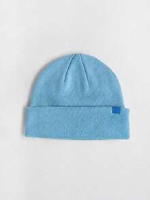 Women's Solid Color Ribbed Knit Loose Beanie, Soft Warm Folded Brim Winter Hat, Suitable For Daily Wear - Hat - View 8