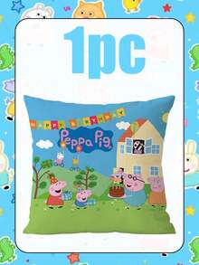 Peppa Pig Square Pillow Cases Set, Multiple Pattern Cartoon Prints, Smooth Polyester Fabric, Invisible Zipper Closure, Anti-Fade Printing, Perfect For Sofa Decor, Birthday Party Scene, Bedroom Accent & Home Decoration Supplies - Multiple Styles - View 12