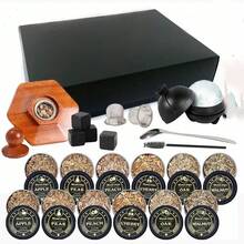 Wooden Base Whiskey Cocktail Smoker Set, Wooden Lid Beverage Aroma Enhancer Cocktail Tool, Valentine's Day And Father's Day Holiday Gift, No Wood Chips Included - Multicolor - View 7