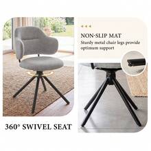 WAHSON OFFICE CHAIRS Swivel Dining Chairs Set Of 2 With Comfy Backrest, Grey - Grey - View 6