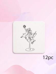 1/12/24pcs Custom Personalized Wedding Coasters,Custom Initials Monogram Coaster, Bridal Shower Wedding Reception Table Decor Favor Supplies For Guest - Multicolor - View 12