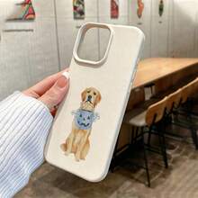 1pc Cute Golden Retriever Halloween Pattern TPU Soft Phone Case, Full Coverage Anti-Drop Protective Cover Compatible With IPhone 17 Pro Max/17/16 Pro Max/15/13/12/11/ S20 FE/A15/S24/A55/ Note 11/Note 12/Note 13 Pro - White - View 3