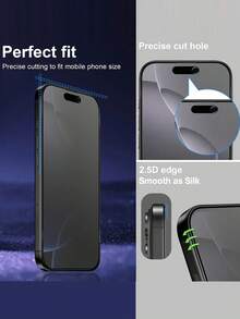 3pcs Matte Anti-Peeping Ceramic Screen Protector, Compatible With Phone 17 Pro , Flexible Matte Anti-Peeping Ceramic Film, Full Coverage, Anti-Fingerprint, Anti-Drop, Anti-Glare, Compatible With Phone 18 Pro/18 Pro Max/17 Pro Max/17Pro/17/16/16 Pro/15/14/13/12/11/XS And Other Models. - Black - View 8
