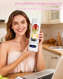 SINRAY Juicer Portabel Ringan 600ml, Kapasitas 22000 RPM, Dapat Diisi Ulang USB, Dilengkapi Baterai Isi Ulang 1200mAh. - 0,5L-1L - View 8
