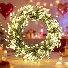 Dark Green Cord Dripping Waterfall String Lights, USB Plug Supply, Sparkling Drop‑Shaped LED, Cozy Ambient Lighting For Christmas Fireplace, Living Room And Window Display - Dark Green - View 3