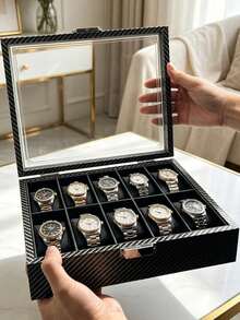 1/2/3 6/10/12 Slots Lockable PU Watch Box Glasses Jewelry Storage Watch Organizer - Multicolor - View 8