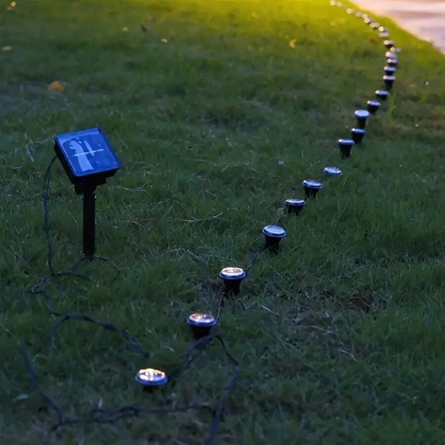 مصباح حديقة أرضي أسطواني يعمل بالطاقة الشمسية LED، ضوء أبيض دافئ ناعم، مقاوم للماء، تشغيل/إيقاف تلقائي عند الغسق، إضاءة منظر طبيعي منخفضة الارتفاع لممرات الحديقة والعشب والفناء