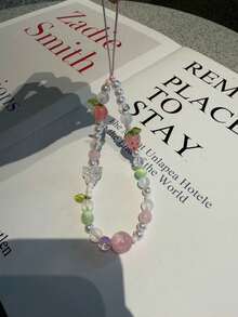 Pink & Red Strawberry Phone Lanyard, Butterfly Wrist Strap Lanyards, Camera & Phone Decoration - Multicolor - View 4