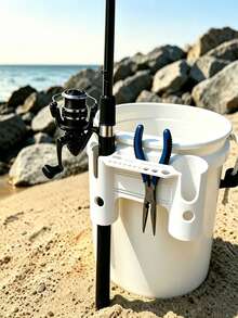Clip-On Fishing Rod And Tackle Storage Rack, Barrel-Style Fishing Rod Holder With Buckle Storage Rack, Equipped With Clip-On Fishing Rod Holder, Tool Slot, Pliers Rack And Tackle Holes, Fishing Bucket Not Included, Suitable For Fishing Enthusiasts - Multicolor - View 1