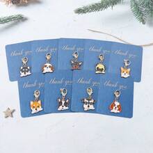 9pcs Cartoon Dog Keychain With Thank You Cards/Chic Alloy Dog Keychains With Gratitude Messages, Animal-Themed Bag Charms, Perfect Gift For Dog Lovers - Multicolor - View 4