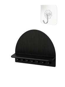 Curved Wall Mounted Storage Rack, Multi-Functional Organizer Shelf, Modern Entryway Key Hook Holder With Desktop Storage Compartment, Hallway Bedroom Office Small Item Wall Hanging Storage Rack, Entryway Key Hook Rack With Countertop Storage - Multicolor - View 12