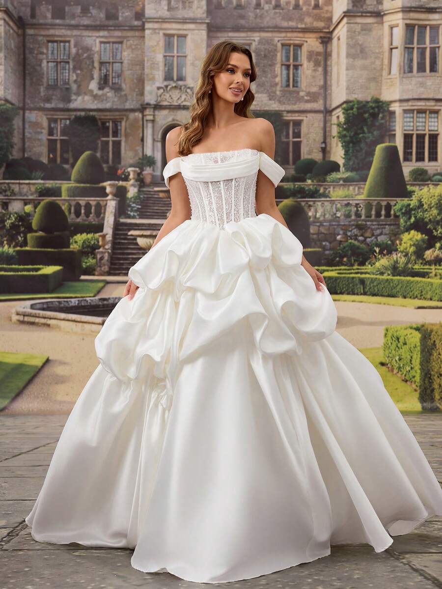 HEARBOBO Luxury Royal Style A-Line Petal Sleeve Wedding Dress With Train