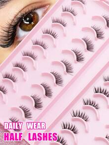 Ayrmilla 20 Pairs Of Natural-Style False Eyelashes, Fluffy And Soft, With Dramatic 3D Fur Effect, Black, Long And Slender, Multi-Layered, Short And Thick. Cosmetics. Suitable For Weddings, Parties, Daily Work Meetings, Natural Style. - Black - View 1