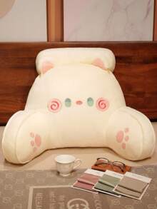 Ice Silk Backrest Reading Pillow, Ergonomic Wedge Bed Back Pillow With Support Armrests, Breathable Bean Texture Waist Cushion, Cute Cartoon Ear Design, Suitable For Reading And Relaxation, Bedroom Sofa Home Decor Accessory, Adult Daily Use - Multicolor - View 6