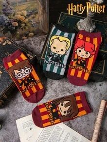 1/4 Pair Warner Bros Cartoon Jacquard Creative Vertical Stripe Street Style Socks, Halloween Socks - Multicolor - View 2