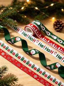 Christmas Ribbon DIY Bow Gift Wrapping Christmas Scene Woven Tape Party Colorful Ribbon - Multicolor - View 3