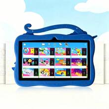 Tablet 7 inci dengan RAM 4GB + ROM 64GB / Prosesor Quad-Core 1.3GHz / Android 13 MTK8321 / Layar IPS HD 1280x800 / Kamera 2MP+5MP / Baterai 4000mAh / WiFi, Kontrol Orang Tua, Edukasi, Gaming / Bahan ABS + Silikon, Tablet Edukasi - Biru - View 5