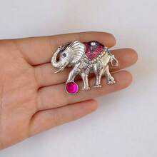 Women's Vintage Elephant Brooch, Enamel Rhinestone Elephant Pin, Jewelry Gift - Multicolor - View 2