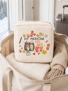 「Medicine」圖案印花便攜收納袋 藥盒急救包 化妝包零錢包，適合日常使用/戶外/旅行，方便收納、化妝品、手機等小物品，旅行必備，聖誕禮物，個性化禮品袋，教師節禮物，小禮物交換，房間裝飾 - 彩色 - 查看 6