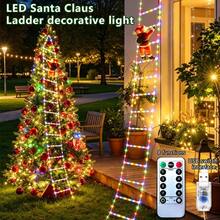 1pc USB Powered Santa Climbing Ladder Light, Warm White LED Fairy String Lights, Easy Hanging Christmas Decoration Light, Indoor & Outdoor Use, Suitable For Windows, Walls, Christmas Tree, Home Holiday Party Decor - USB Santa Claus Ladder Light - View 2