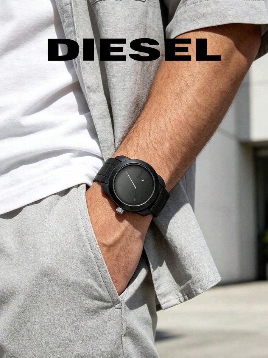 Diesel Men's Black Quartz Watch, Round Dial Wristwatch, Bold , Silicone Strap, Casual Everyday Watch, DZ1437 - Black - View 1