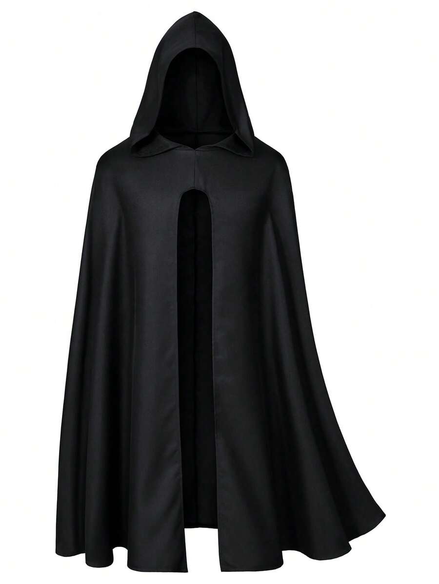 Hooded Cloak Medieval Renaissance Cape Unisex Halloween Costume - Multicolor - View 1