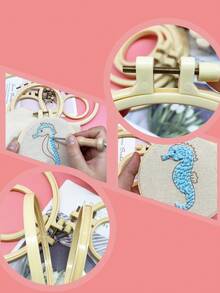 [10pcs]Bamboo-Style Round Embroidery Hoops With Metal Screws, Adjustable Tension, 5 Sizes Available: 7/9/12/16/20cm, Can Be Used Directly As Fabric Wall Art After Embroidery, Suitable For Wall Hanging Decoration, Practical Embroidery Accessory - Faux Bamboo Round Embroidery Hoop, 10-pack - View 11