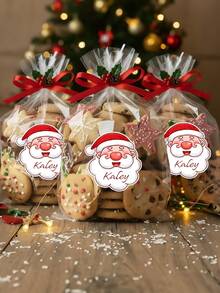 12/20/40pcs Customized Santa Claus Stickers, Customizable Name Labels With Santa Hat, Red And White Christmas Decoration, Suitable For Gifts, Candy, Snacks, Water Bottles, Computers, Storage Boxes - Holiday Packaging Labels - Multicolor - View 9