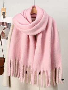 1pc Small Plaid Scarf, Soft And Warm, Suitable For Women To Match With Skirts In Autumn And Winter - Beige - View 9