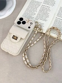 KOOLIFE Ốp lưng điện thoại ví vân chéo, thiết kế tối giản thanh lịch, kết hợp các yếu tố thời trang tinh tế, unisex, chống trầy xước, chống mài mòn và bề mặt bền bỉ, phù hợp cho các dòng 15, 16, 17 (bao gồm phiên bản Pro và Pro Max) - trắng - Xem 6