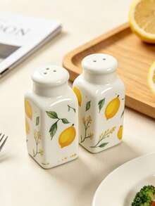 1 Set Lemon Ceramic Pepper Shaker, 2-Hole 3-Hole Lemon Salt Shaker, Seasoning Jar, Spice Storage Container, Suitable For Home Decor Tableware, Kitchen BBQ Seasoning Bottle, Gift, Holiday Gift - Multicolor - View 11