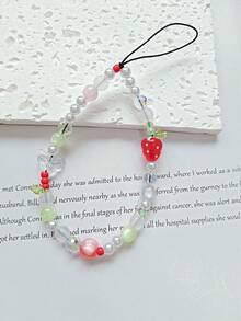 Pink & Red Strawberry Phone Lanyard, Butterfly Wrist Strap Lanyards, Camera & Phone Decoration - Multicolor - View 8