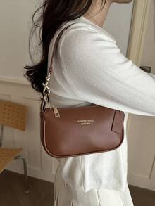 Fashionable Retro Mini Solid Color Textured Shoulder Bag With Pendant, Suitable For Shopping, Wallet, Young Women, College Students, Newcomers, Office Workers. They Are Perfect For Office, University, Work, Business, Commuting, Outdoor Activities, Travel And Outings - Brown - View 3