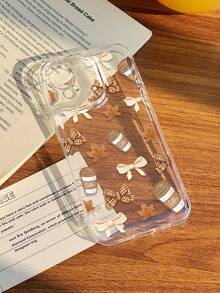 1pc Autumn Maple Leaf Bow Pine Cone Acorn Berry Branch Pattern Space Shell Full Coverage Soft Phone Case Compatible With IPhone 11/12/13/14/15/16/17 Pro Max - Multicolor - View 1