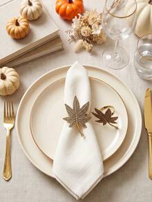 2-8pcs Vintage Distressed Bronze Maple Leaf Napkin Rings, Thanksgiving Halloween Table Decor, Suitable For Home Decor, Party Decoration, Holiday, Party, Gathering, Birthday, Gift, Gift Giving, Dinner, Outdoor - Multicolor - View 8