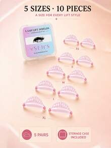 YSEN'S 10PCS/5 Pairs Self-Adhesive Lash Lift Pads, XS-XL 5 Sizes, Shell-Shaped Soft Flexible Silicone Lash Lift Shields, Easy To Clean & Reusable, With Storage Case - Baby Pink - View 3