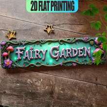 1pc 2D Flat Multi-Function English Iron Sign, Mushroom Floral Vine Letter Green Background Design, Pre-Drilled Holes As Shown In Size Chart - Multicolor - View 3