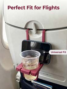 Tempat Gelas Multifungsi Pesawat, Dudukan Ponsel Perjalanan, Tempat Minuman Lipat untuk Baki Pesawat, Aksesori Perjalanan 2-in-1, Dapat Dilipat dan Disesuaikan, Kompatibel dengan Sebagian Besar Baki Kursi Pesawat, Untuk Perjalanan Udara, Perjalanan Jarak Jauh - Model C - View 2