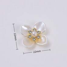 30pcs Faux Pearl Rhinestone Decorated Flower Design Hat Dress Decorative Buttons DIY Handmade Craft Accessories - Four-petal Flower - View 5