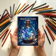 Pocket Magic Bottle Coloring Book, Adult Mini Portable Fantasy Dragon Magic Bottle Coloring Book, 10*14cm Lightweight And Compact, Travel Stress Relief Coloring, Artistic Leisure, Coloring Enthusiast Gift, Birthday Holiday Gift - Single Piece - View 6