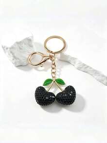 Hot-Selling New DIY Handmade Cute 3D Rhinestone Heart Cherry Keychain, Creative Rhinestone Cherry Car Key & Backpack Pendant, Mother's Day Gift For Girlfriend, Bag Decoration Charm, Holiday Creative Gift, Event Favor, Suitable For Daily Use - Multicolor - View 13